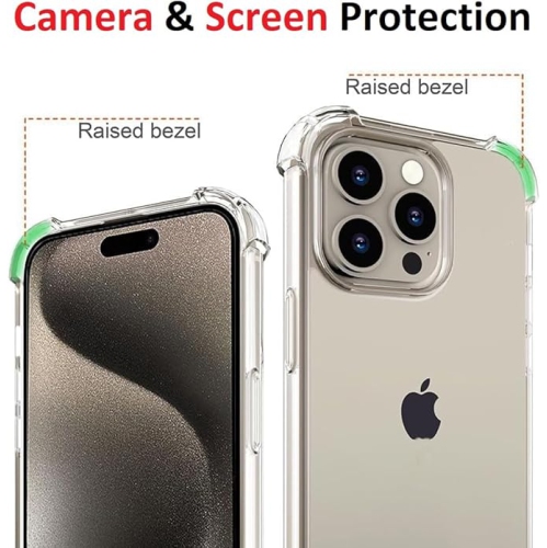 Apple iPhone 15 Pro Max Clear Case with Shockproof Bumper Durable Transparent Cover with Impact-Resistant Protection