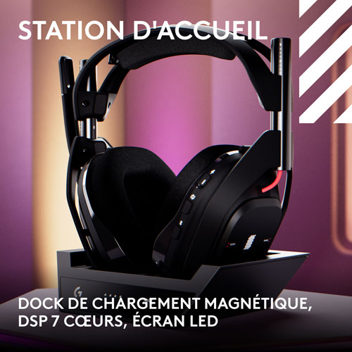 Casque de jeu sans fil A50 LIGHTSPEED de Logitech avec station d'accueil - Noir