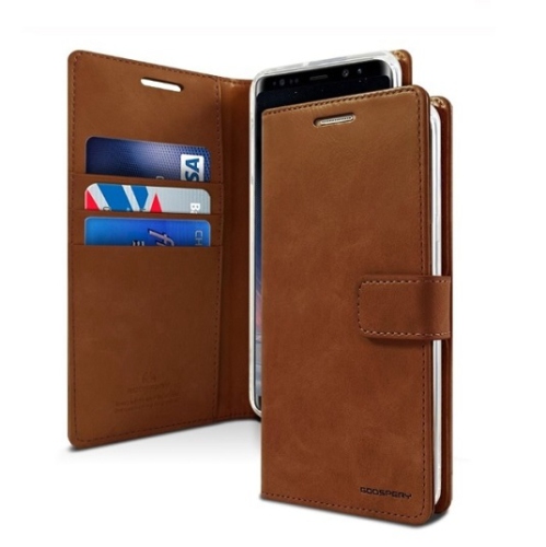GOOSPERY  Topsave Bluemoon Card Slot W/magnetic Clip Leather Folio Wallet Flip for Iphone 16 (6.1) In Brown