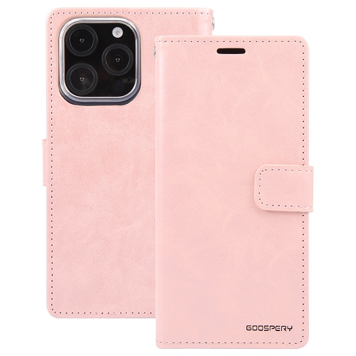 TopSave Goospery Bluemoon Card Slot w/Magnetic Clip Leather Folio Wallet Flip For iPhone 16 Pro Max, Rose Gold