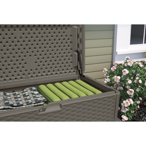 Suncast - 134 Gal. Extra Large Wicker Deck Box - Stoney