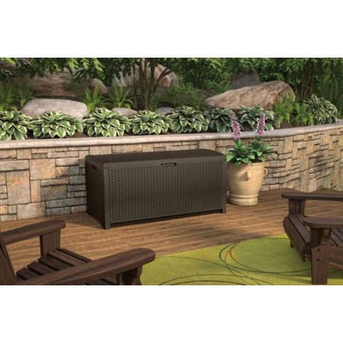 Suncast - 99 Gal. Resin Wicker Deck Box - Java