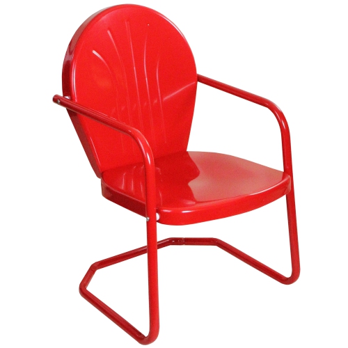 NORTHLIGHT  34" Outdoor Retro Metal Tulip Armchair In Red