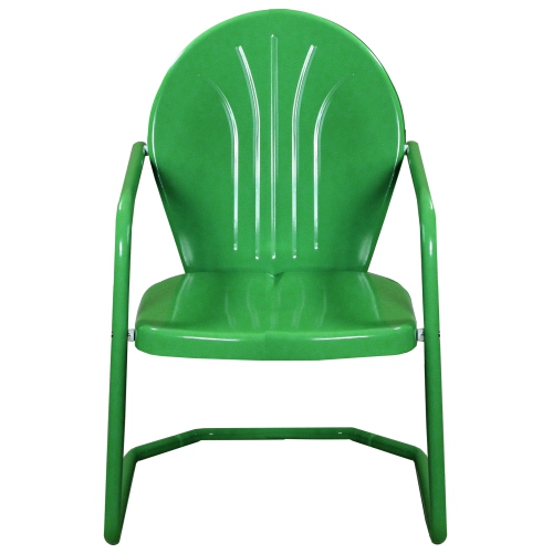 34-Inch Outdoor Retro Tulip Steel Armchair, Green