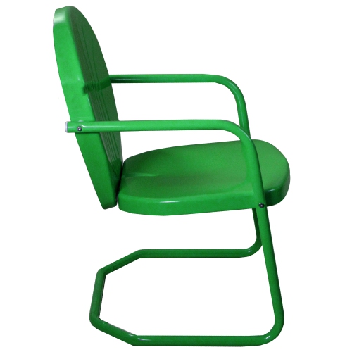 34-Inch Outdoor Retro Tulip Steel Armchair, Green