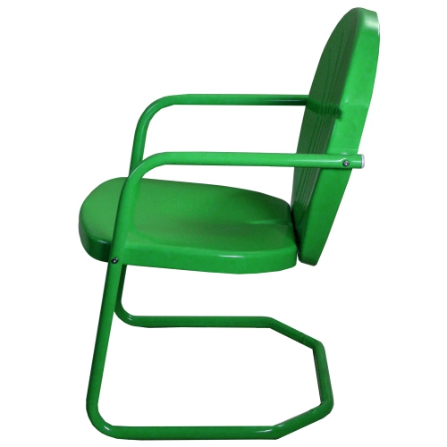 34-Inch Outdoor Retro Tulip Steel Armchair, Green