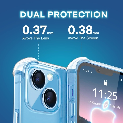 Apple iPhone 14 Plus /15 Plus Clear Case with Shockproof Bumper Durable Transparent Cover with Impact-Resistant Protection