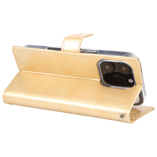 TopSave Goospery Bluemoon Card Slot w/Magnetic Clip Leather Folio Wallet Flip For iPhone 16 Pro Max, Gold