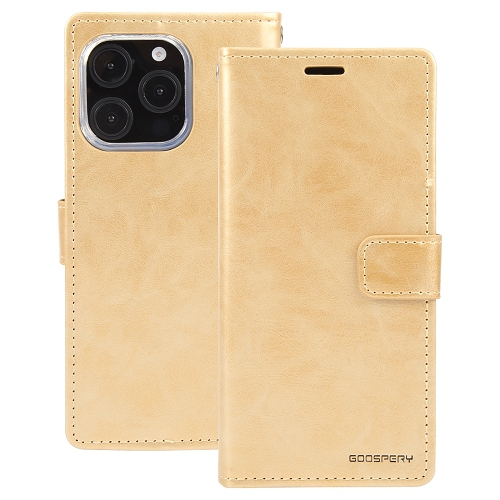 TopSave Goospery Bluemoon Card Slot w/Magnetic Clip Leather Folio Wallet Flip For iPhone 16 Pro Max, Gold
