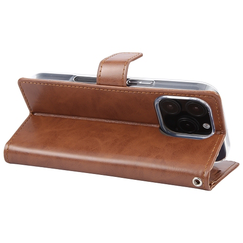 TopSave Goospery Bluemoon Card Slot w/Magnetic Clip Leather Folio Wallet Flip For iPhone 16 Pro, Brown