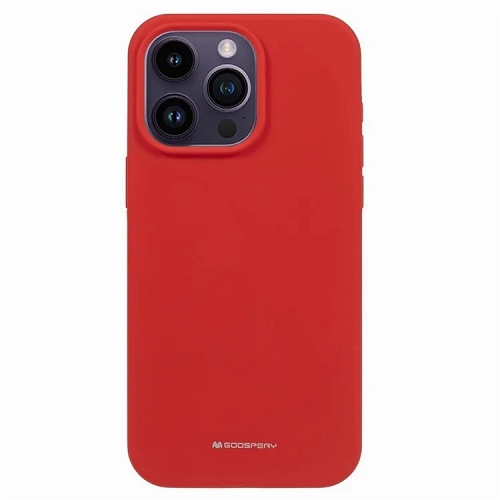 GOOSPERY  Topsave Liquid Silicone Gel Rubber Full Body Protection Cover Case for Iphone 16 Pro (6.3") In Red