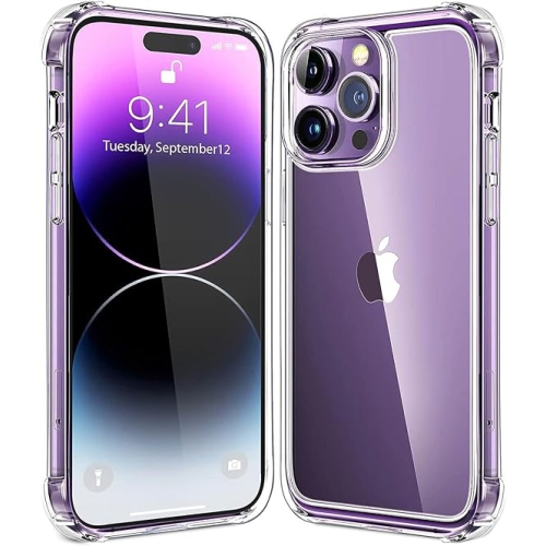 Apple iPhone 14 Pro Clear Case with Shockproof Bumper Durable Transparent Cover with Impact-Resistant Protection