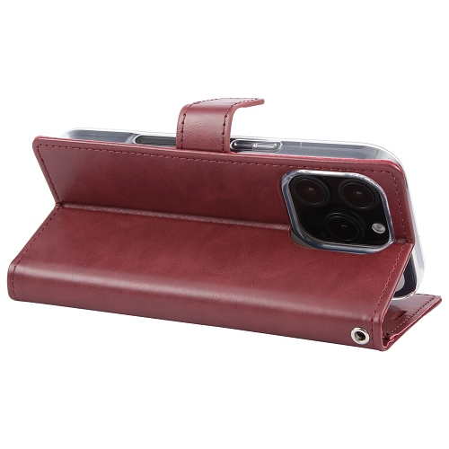 TopSave Goospery Bluemoon Card Slot w/Magnetic Clip Leather Folio Wallet Flip For iPhone 16 Pro, Burgundy