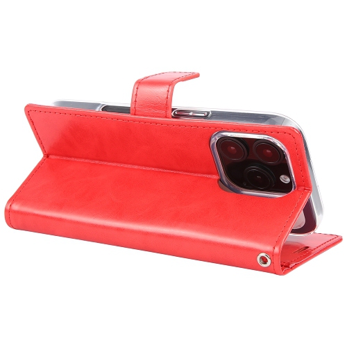 TopSave Goospery Bluemoon Card Slot w/Magnetic Clip Leather Folio Wallet Flip For iPhone 16 Pro, Red