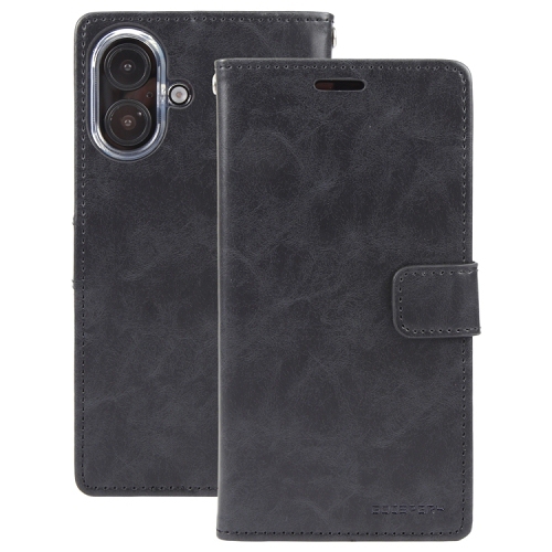 GOOSPERY  Topsave Bluemoon Card Slot W/magnetic Clip Leather Folio Wallet Flip for Iphone 16 (6.1) In Black