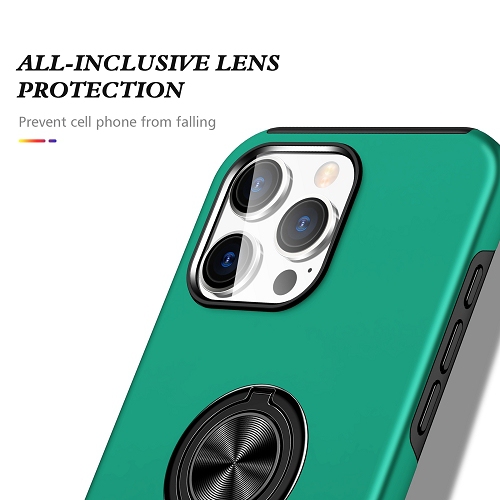 TopSave "Hidden Series" Solid Color PC Back Combine w/Inner Black TPU Bumper Kickstand Armor Case For iPhone 16 Pro, Green