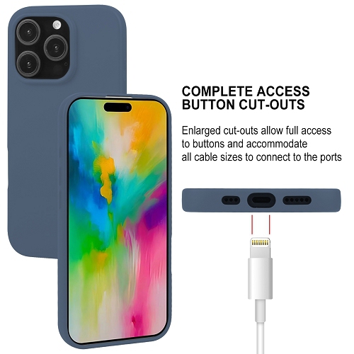 TopSave Goospery Soft Feeling Jelly Silky Slim Bumper Case For iPhone 16 Pro, Navy Blue