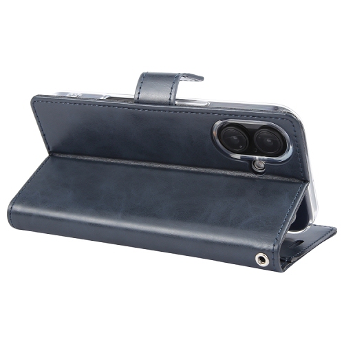 TopSave Goospery Bluemoon Card Slot w/Magnetic Clip Leather Folio Wallet Flip For iPhone 16 Plus, Navy Blue