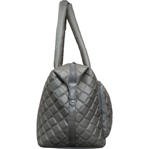 Sac de sport en nylon matelassé à diamants de 22 po de Joan & David - Taupe foncé