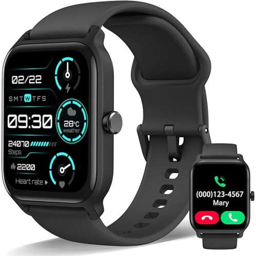 PRIME MADE  Smart Watch for Men Women(Answer/make Call), 1.8" Touch Screen Activity Trackers \w Alexa Built In Iphone Android Compatible, Fitness