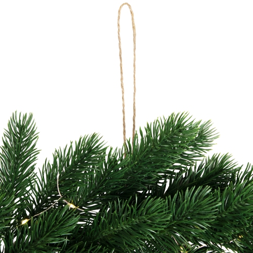 Pre-Lit Battery Operated Lush Pine Artificial Christmas Wreath - 24" - Clear Lights