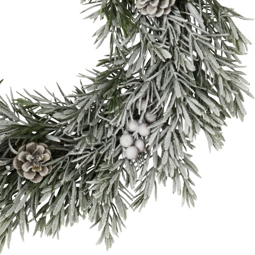 Pine Cones and Berries Flocked Rosemary Artificial Christmas Wreath - 20" - Unlit