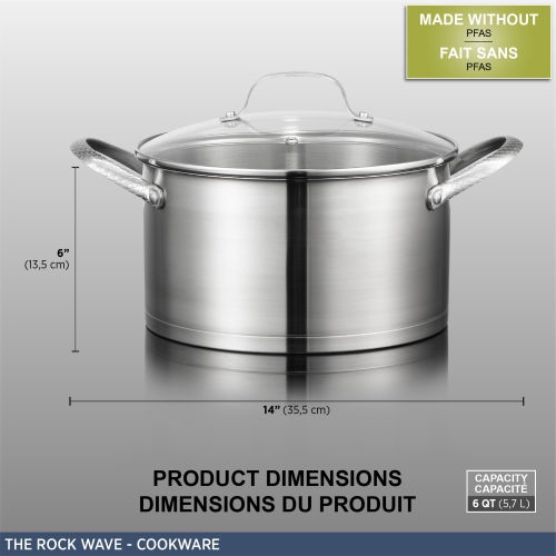 Marmite en acier inoxydable avec vagues Starfrit The Rock Wave 5,6 L. TEC