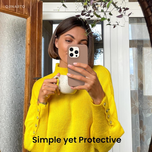 ORNARTO – compatible avec l’étui iPhone 16 Pro, 6,3 po, 3 couches de silicone liquide, étui de téléphone en caoutchouc souple entièrement recouvert