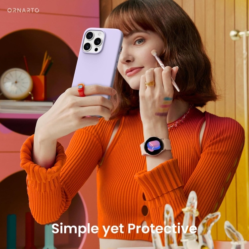 ORNARTO – compatible avec l’étui iPhone 16 Pro, 6,3 po, 3 couches de silicone liquide, étui de téléphone en caoutchouc souple entièrement recouvert