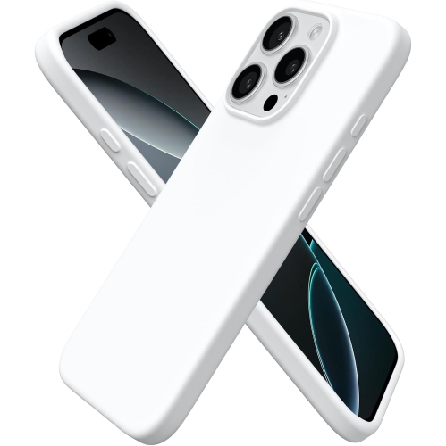 ORNARTO  Compatible With Iphone 16 Pro Case 6.3", Liquid Silicone 3 Layers Full Covered Soft Gel Rubber Phone Case, Shockproof Protective Cover-White