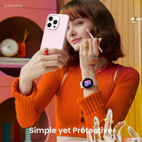 ORNARTO Compatible with iPhone 16 Pro Case 6.3",Liquid Silicone 3 Layers Full Covered Soft Gel Rubber Phone Case, Shockproof Protective Cover-Chalk