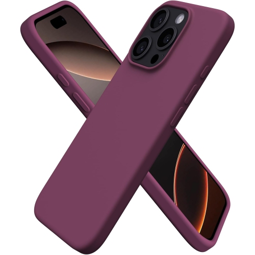 ORNARTO  Compatible With Iphone 16 Pro Case 6.3", Liquid Silicone 3 Layers Full Cove Soft Gel Rubber Phone Case, Shockproof Protective Cover-Wine