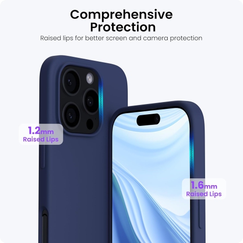 ORNARTO Compatible with iPhone 16 Pro Max Case 6.9",Liquid Silicone 3 Layers Full Covered Soft Gel Rubber Phone Case, Shockproof Protective