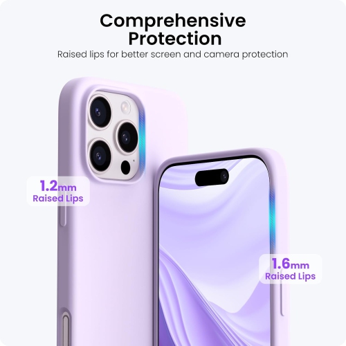 ORNARTO compatible avec l’étui iPhone 16 Pro Max 6,9 po, 3 couches de silicone liquide, étui de téléphone en caoutchouc souple entièrement recouvert