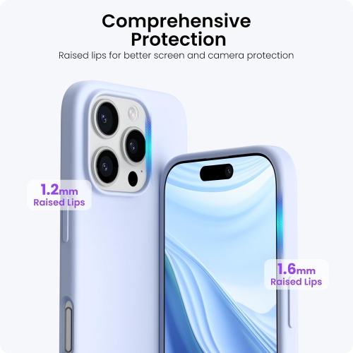 ORNARTO compatible avec l’étui iPhone 16 Pro Max 6,9 po, 3 couches de silicone liquide, étui de téléphone en caoutchouc souple entièrement recouvert