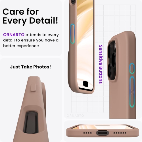 ORNARTO Compatible with iPhone 16 Pro Max Case 6.9",Liquid Silicone 3 Layers Full Covered Soft Gel Rubber Phone Case, Shockproof Protective
