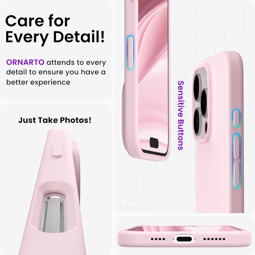 ORNARTO Compatible with iPhone 16 Pro Max Case 6.9",Liquid Silicone 3 Layers Full Covered Soft Gel Rubber Phone Case, Shockproof Protective