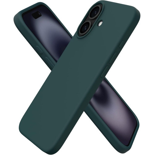 ORNARTO  Compatible With Iphone 16 Case 6.1", Liquid Silicone 3 Layers Full Covered Soft Gel Rubber Phone Case, Shockproof Protective Cover-Olive