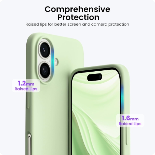 ORNARTO compatible avec l’étui iPhone 16 de 6,1 po, 3 couches de silicone liquide, étui pour téléphone en caoutchouc souple entièrement recouvert de