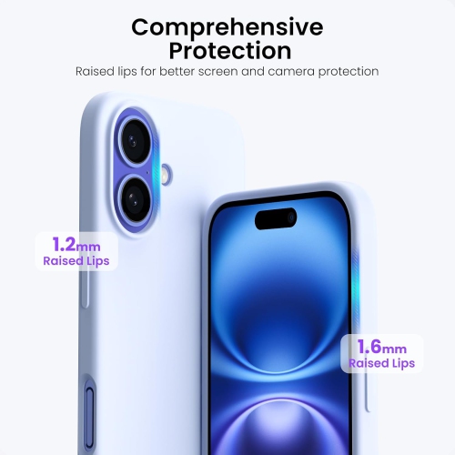 ORNARTO Compatible with iPhone 16 Case 6.1",Liquid Silicone 3 Layers Full Covered Soft Gel Rubber Phone Case, Shockproof Protective Cover-Baby Blue