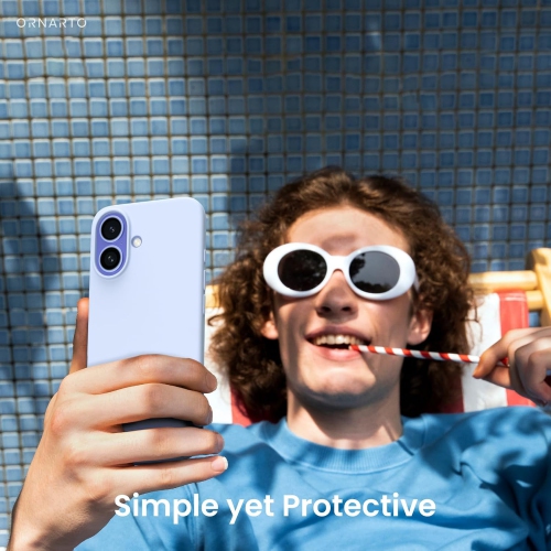 ORNARTO Compatible with iPhone 16 Case 6.1",Liquid Silicone 3 Layers Full Covered Soft Gel Rubber Phone Case, Shockproof Protective Cover-Baby Blue