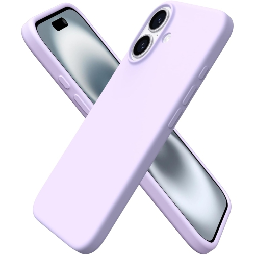 ORNARTO Compatible with iPhone 16 Case 6.1",Liquid Silicone 3 Layers Full Covered Soft Gel Rubber Phone Case, Shockproof Protective Cover-Pastel Lilac