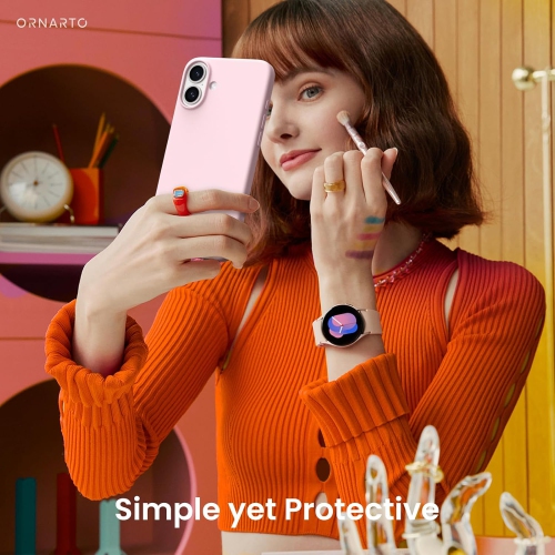 ORNARTO – compatible avec l’étui iPhone 16 plus, 6,7 po, 3 couches de silicone liquide, étui de téléphone en caoutchouc souple entièrement recouvert