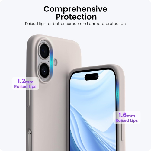 ORNARTO – compatible avec l’étui iPhone 16 plus, 6,7 po, 3 couches de silicone liquide, étui de téléphone en caoutchouc souple entièrement recouvert