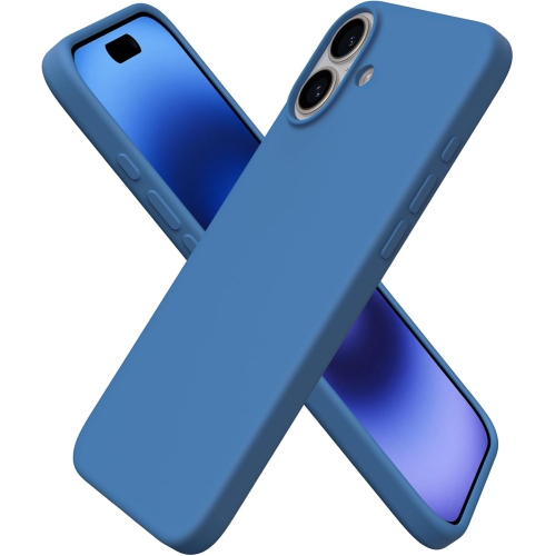 ORNARTO Compatible with iPhone 16 Plus Case 6.7",Liquid Silicone 3 Layers Full Covered Soft Gel Rubber Phone Case, Shockproof Protective Cover-Blue