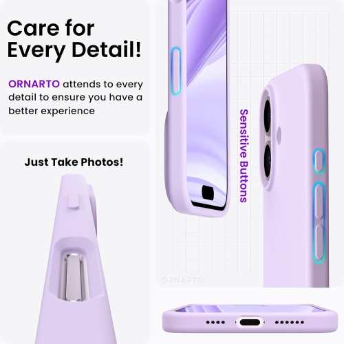 ORNARTO Compatible with iPhone 16 Plus Case 6.7",Liquid Silicone 3 Layers Full Covered Soft Gel Rubber Phone Case, Shockproof Protective Cover-Pastel
