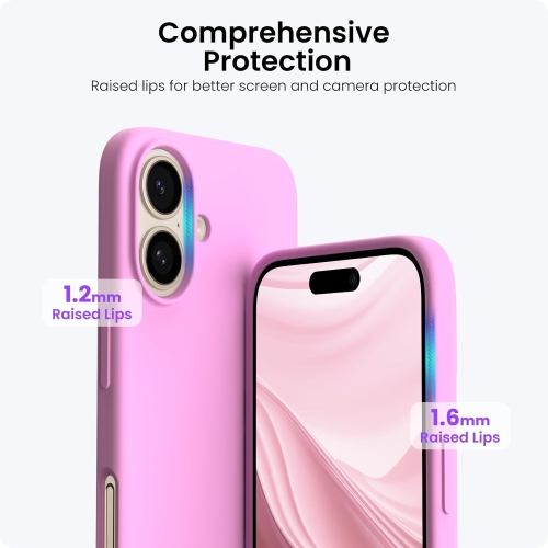 ORNARTO Compatible with iPhone 16 Plus Case 6.7",Liquid Silicone 3 Layers Full Covered Soft Gel Rubber Phone Case, Shockproof Protective Cover-Cherry