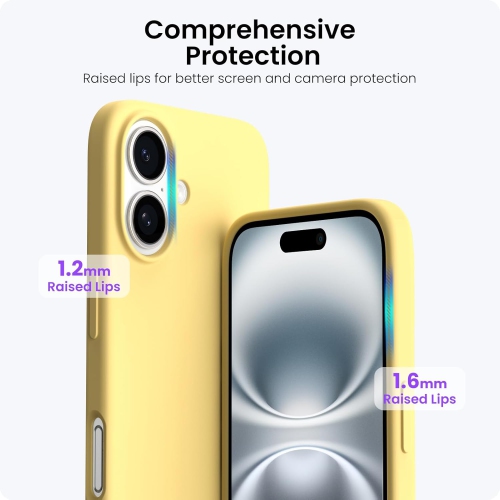 ORNARTO Compatible with iPhone 16 Case 6.1",Liquid Silicone 3 Layers Full Covered Soft Gel Rubber Phone Case, Shockproof Protective Cover-Buttercream