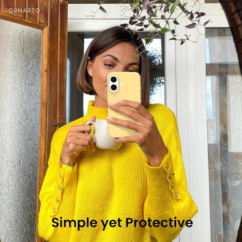 ORNARTO Compatible with iPhone 16 Case 6.1",Liquid Silicone 3 Layers Full Covered Soft Gel Rubber Phone Case, Shockproof Protective Cover-Buttercream