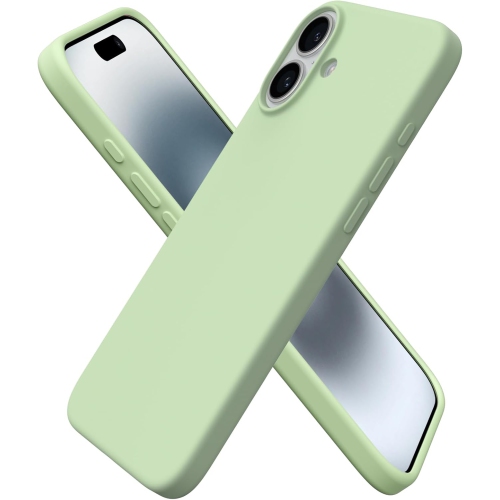 ORNARTO Compatible with iPhone 16 Plus Case 6.7",Liquid Silicone 3 Layers Full Covered Soft Gel Rubber Phone Case, Shockproof Protective Cover-Matcha